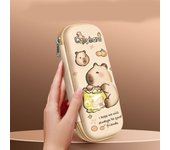 Portable Large Capacity Capybara Stationery Box Waterproof Bilayer 3D Capybara Pen Case Cute Zipper Pencil Pouch Children