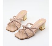 Sandalias de tacón con tira fina y strass