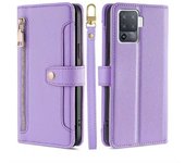 Moda Multifuncional Cremallera Magnético Funda de Cuero PU Solapa OPPO Reno 5F, A94 4G, F19 Pro Cuerda Colgante Funda protectora