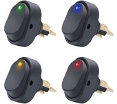 Interruptores basculantes de 12 V, 30 A, SPST, 3 pines, encendido/apagado, 4 colores, punto redondo, luz LED, interruptor de presión, interruptor de palanca para ASW-20D-4C de coche