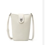 Bolso bandolera pequeño de cuero de primera calidad, estilo cubo vertical casual para teléfono móvil