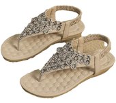 New women's flat sandals flip flops and oversized rhinestone handmade shoes
