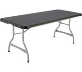 plegable rectangular ultrarresistente negra, exterior e interior para jardín, terraza, eventos y catering, Medidas 182x76cm, altura 73,5cm, Mesas plegables grans (92119)