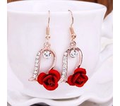New fashion jewe, women's red rose earrings, RES pendant earrings with vintage rhinestones, engagement party and wedding