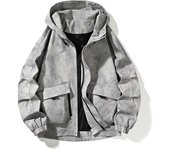 trench coat, men's hooded, loose and stylish, with large pockets, suitable for outdoor living