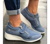 Zapatillas de plataforma para mujer, zapatos de cuña con cremallera, zapatillas casuales con cordones