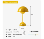 Lámpara de mesa de seta recargable por USB, accesorio de iluminación interior con ajuste de tres velocidades, lámpara de escritorio de brote de flores, decoración del Hoom, luz nocturna