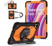 For Redmi 12.1 SE 8.7 Xiaomi Pad 7 Pro 11.2 2024 360 Rotating Heavy Armor Red Tablet Case Silicone Shockproof Cover