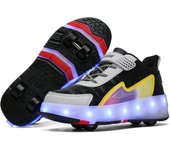 YUNICUS Sneakers With Wheels Roller Skates Shoes Boys Girls Kids Sports Casual Fashion 4 Rollers Led Lighted Luminous Boots