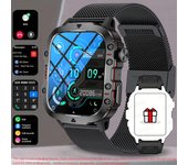 Reloj Inteligente para Fitness Rugged Military 1,96 pulgadas, Bluetooth call,NFC, Llamadas de Voz Ai, Monitor de Ritmo Cardíaco,100 + Deportivo mode, GPS Deportivo, Música, Impermeable 3ATM,para Android IOS Reloj Deportivo