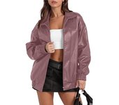 PU Leather Jacket Long Sleeved Lapel Zipper Side Pocket Casual Trench Coat for Women