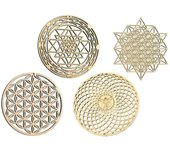 4Pcs Sacred Geometry Wall Art Flower of Life Grid Wooden Accent Decor Wooden Crystal Grid Board Wooden Wall Sculpture