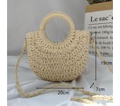Round Straw Beach Bag Vintage Handmade Woven Shoulder Bag Raffia Circle Rattan Bags Bohemian Summer Vacation Casual Bags