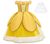 Girl Belle Dress Beauty Cosplay Costume Princess Deluxe Applique Outfit Children Birthday Party Elegant Gown Fairy Disguise Sets