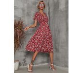 Vestidos de manga corta con estampado floral para mujer, vestido pequeño para verano
