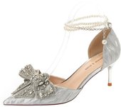 2024 new style women's shoes/sandals/high heels/stilettos/pointed toes/spring/summer/autumn/winter/banquet/wedding/work/leather/Champagne (6.5)