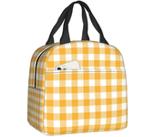 Black And White Gingham Lunch Box Women Geometric Checkered Plaid Cooler Thermal Food Insulated Lunch Bag For Work Picnic Bags
