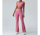 Yoga Sets Seamless High Stretch 2pcs Women High Waist Yoga flare Pants Set Tracksuit Fitness Workout Outfits Gym Wear Girls Top