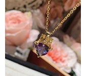 dazzling gold-plated grape purple diamond ring earrings necklace full of diamonds flashing noble and elegant light luxury set