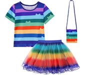 Gabby Dollhouse Cartoon Children Black And White Stripe T-Shirt+Skirt+Bag Sets Kids Carnival Gabby Cats Costume Party Outfits 8Y
