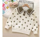 Ropa de lunares para niños, estilo de otoño, ropa de moda para niñas, Top de cuello de muñeca dulce, primavera y otoño