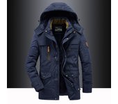 Parka gruesa a prueba de viento con forro polar para hombre，Chaqueta de moda，Parka Casual clásica