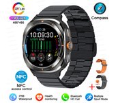 2025 New Luxury Smart watch male  Bluetooth call AMOLED HD floating dial SOS GPS tracking  IP68, NFC Blood oxygen health Clock
