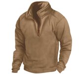 Men's new stand up collar half zipper tactical sweater sports pullover long sleeved polo shirt