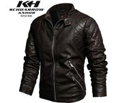 Chaqueta de cuero PU con cuello alto ajustado y chaqueta cálida de terciopelo, otoño e invierno