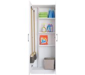 escobero Multiusos Dos Puertas en Color Blanco (Alto 170 cm/Ancho 61 cm/Fondo 32 cm)