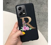 Fashion Rose Initial Letter Phone Case For Xiaomi Poco X5 5G PocoX5 Pro Soft Silicone TPU Back Cover For Poco X5 Pro X 5 X5Pro