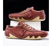 Zapatos informales de cuero hechos a mano para hombre, zapatillas con cordones, mocasines transpirables, suaves, planos, para conducir