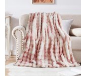 Manta Sofa de Felpa de Conejo Super Suave Cálida, Gruesa Franela 540 g/m² Manta Cama Multifuncional Esponjosa para Dormitorio Sofá Viajes Niños Camping Blanket(Albaricoque A Rayas, 160 x 200 cm)