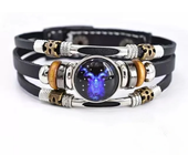Pulsera de cuero luminosa de doce constelaciones, pulsera de cuero con cuentas multicapa Retro, regalos de joyería para hombres, mujeres y parejas