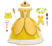 Girl Belle Dress Beauty Cosplay Costume Princess Deluxe Applique Outfit Children Birthday Party Elegant Gown Fairy Disguise Sets