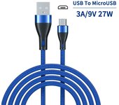 VAORLO 3A 27W Fast Charging Cable Compatible With Samsung Smart iPhone Huawei Xiaomi Support Data Transfer Durable Braided Wire