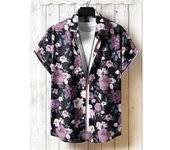 Camiseta de Verano de Playa Hawaiiana Estampado de Denim 3D para Hombres Manga Corta Transpirable