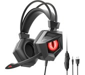 Auriculares con cable y luz LED para juegos, audífonos deportivos con micrófono, HIFI, graves pesados, USB/3,5 MM, para transmisión en vivo, PC, teléfono, PS5, PS4