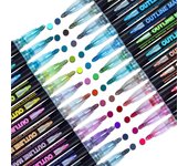 12/24 Colors Glitter Double Line Metallic Markers Pen Set Super Squiggles Sparkle Cool Fun Fancy Outline Dazzlers Christmas Gift