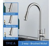 Quayanre nickel chrome draw out single handle H/C/kitchen water mixer pause kitchen faucet