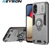 KEYSION Shockproof Case for OPPO A78 A98 5G A58 4G A38 A18 Slide Camera Protection Ring Stand Phone Cover for for OPPO A17 A17K