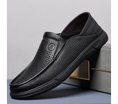 Zapatos casuales ahuecados de piel de oveja zapatos de suela suave de los hombres zapatos de los hombres de verano de un pedal de cuero genuino papá agujero zapatos de cuero transpirable hombres