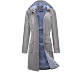 Women's hooded striped top, spring and autumn long windbreaker