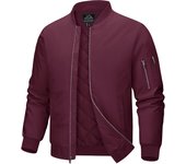 MAGCOMSEN Men's Bomber Jacket Casual Waterproof Quilted Jacket Full Zip Windbreaker Winter Warm Varsity Jacket with Pockets