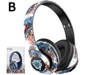 Graffiti Wireless Headphones HIFI Sound Quality Cool LED Lights Support 3.5MM AUX/TF Card Play Bluetooth Earphones For Kids Gift