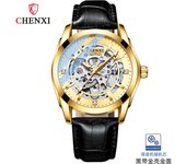 Reloj mecánico automático correa de cuero calado luminoso resistente al agua