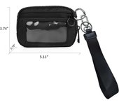 Women's Keychain The Iris Waterproof Nylon Wallet Pouch Wristlet Zip Card Case with Clear ID Window