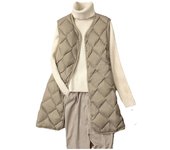 Duck Down Vest Thin Plus Size Women Long Coats Warm Tops with Pockets Autumn Winter 42 40