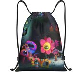Trolls World Tour Drawstring Backpack,Sackpack String Bag Water Resistant Beach Bag for Gym Shopping Sport 1605