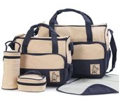 5 Pcs Multifunctional Set Changing  Maternity Mummy Handbag Bottle Holder Portable Nappy Basket Storage Organiser